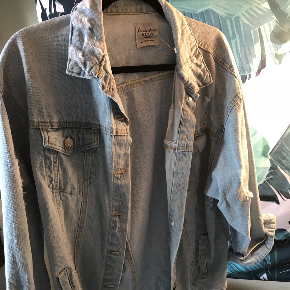 Light wash oversized denim jacket